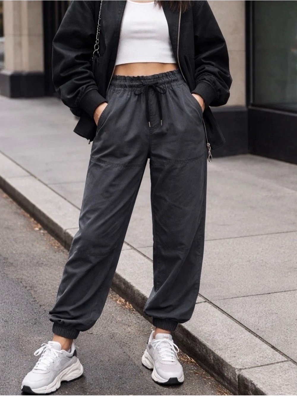 Urban Outfitters Womens Evon Black Paperbag Jogger Pants Small Streetwear Grunge